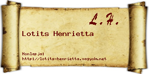 Lotits Henrietta névjegykártya